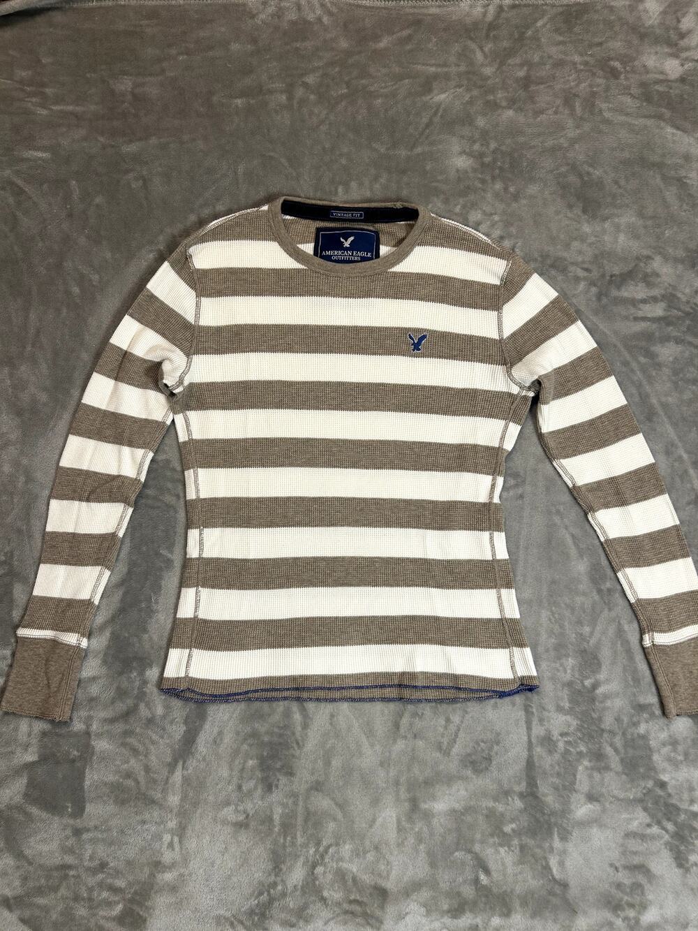 Vintage-Style American Eagle Striped Long Sleeve | Men’s Medium preppy indie